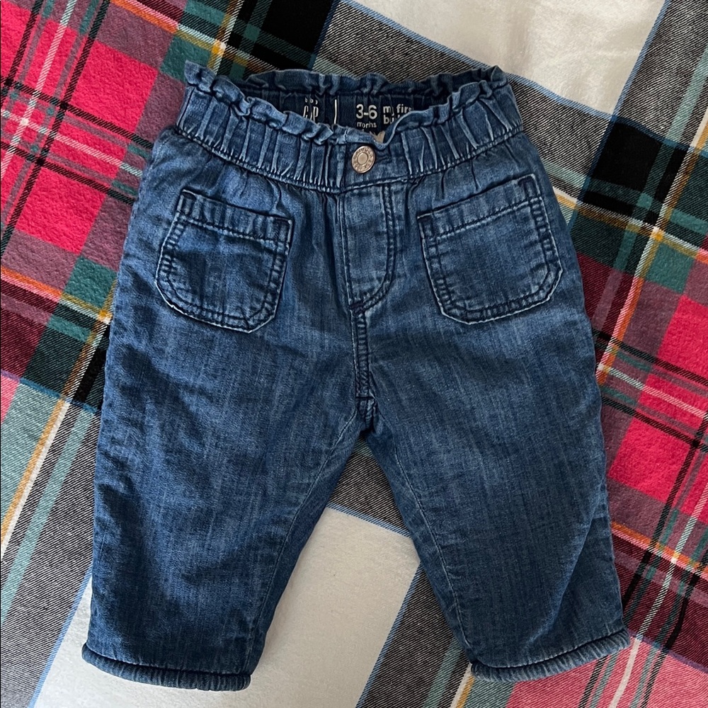 Baby GAP Kids Unisex Fleece-Lined Bubble Jeans 3-6 months